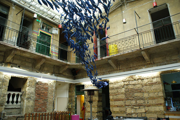 the sweet fish sculpture in one of Instant's myriad rooms- the ceiling opens and closes, naturally